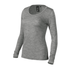 MALFINI Premium Merino Rise LS póló női sötétszürke melírozott XL