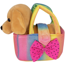 MalPlay Plüsskutya szivárványos táskában, 23 cm, barna plüssfigura