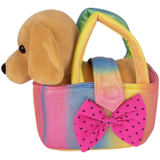 MalPlay Plüsskutya szivárványos táskában, 23 cm, barna (5901924230809) plüssfigura