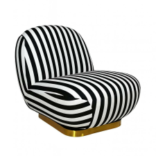  MaMaison Azure Forgó Fotel Csíkos Poliészter Fekete-Fehér Arany Talppal bútor