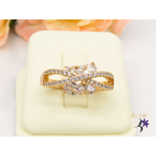  Mandorla antiallergén gyűrű fehér kövekkel -18K gyűrű