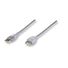 MANHATTAN Hi-Speed USB hosszabbító kábel A-A M/F 4 5m átlátszó ezüst kábel és adapter