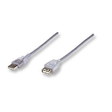 MANHATTAN USB 2.0 hosszabbító kábel A-A M/F 1,8m ezüst kábel és adapter