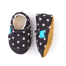 Manubaba Első lépés cipő - puhatalpú kiscipő - Fekete csillagok gyerek cipő
