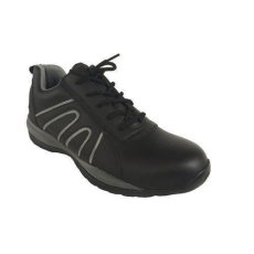 Manutan bőr tornacipő acél orrbetéttel, fekete/szÜrke, méret: 44