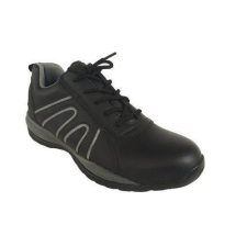 Manutan bőr tornacipő acél orrbetéttel, fekete/szÜrke, méret: 46 munkavédelmi cipő