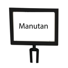 Manutan információs tábla torlaszoló oszlopokhoz, 2 m, fekete, vízszintes információs tábla, állvány