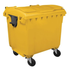 Manutan műanyag kültéri hulladékgyűjtő, 1 100 l űrtartalom, sárga szemetes
