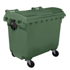 Manutan műanyag kültéri hulladékgyűjtő, 660 l űrtartalom, zöld szemetes