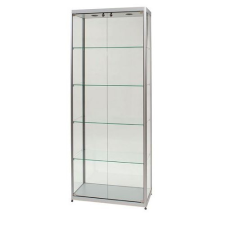 Manutan üvegezett termékbemutató vitrin, 200 x 80 x 40 cm, ezüst bútor