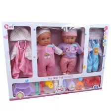 Manyuk Toys Hangot adó ikerbabák kiegészítőkkel - 35 cm baba