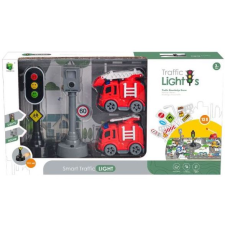 Manyuk Toys Közlekedési lámpa és trafipax tűzoltóautókkal játékszett (2631-6) (MT2631-6) autópálya és játékautó