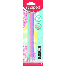 MAPED : Black Peps pasztell radírvégű háromszögletű grafitceruza készlet - HB, 3 db ceruza