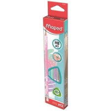 MAPED : Csillogó háromszög alakú grafitceruza radírral, HB - 12 db ceruza