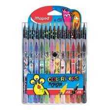 MAPED Filctoll és színes ceruza készlet, MAPED &quot;Color&#039;Peps Monster&quot; 12+15 különböző szín filctoll, marker