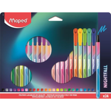  MAPED Filctoll készlet, 2,5 mm, kimosható, MAPED &quot;Nightfall&quot;, 24 különböző szín filctoll, marker