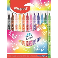 MAPED Filctoll készlet, 2,8 mm, kimosható, MAPED "Mini Cute", 12 különböző szín filctoll, marker