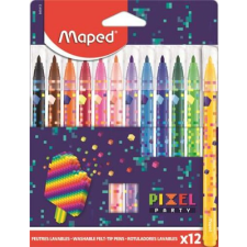 MAPED Filctoll készlet, 2,8 mm, kimosható, MAPED "Pixel Party", 12 különböző szín filctoll, marker