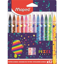MAPED Filctoll készlet, 2,8 mm, kimosható, MAPED &quot;Pixel Party&quot;, 12 különböző szín filctoll, marker