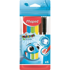 MAPED Filctoll készlet, 2 mm, kimosható, MAPED "Color`Peps Ocean", 6 különbözõ szín filctoll, marker