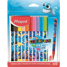 MAPED Filctoll készlet, 2 mm, kimosható, MAPED "Color`Peps Ocean Life", 12 különböző szín filctoll, marker