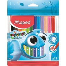 MAPED Filctoll készlet, 2 mm, kimosható, MAPED &quot;Color&#039;Peps Ocean&quot;, 12 különböző szín filctoll, marker