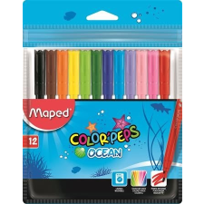 MAPED Filctoll készlet, 2 mm, kimosható, MAPED &quot;Color\&acute;Peps Ocean&quot;, 12 különböző szín filctoll, marker