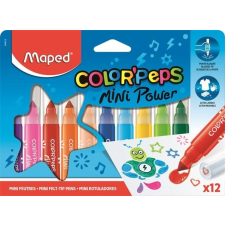 MAPED Filctoll készlet, 6,5 mm, kimosható, MAPED "Color`Peps Mini Power", 12 különbözõ szín filctoll, marker