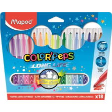 MAPED Filctoll készlet, mosható, maped &quot;colorpeps long life&quot;, 18 különböző szín 845021lm filctoll, marker