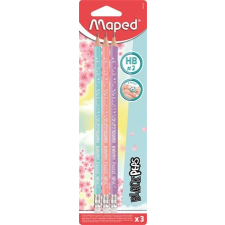 MAPED Grafitceruza radírral, HB, háromszögletű, MAPED  Black Peps Pastel ceruza