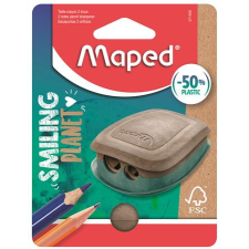 MAPED Hegyező, kétlyukú, tartályos, műanyag, FSC, MAPED "Smiling Planet" hegyező