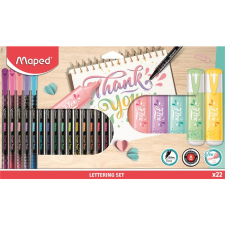 MAPED Lettering Set Szövegkiemelő + Tűfilc készlet - Vegyes színek (22 db / csomag) (983719) filctoll, marker