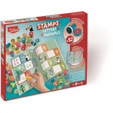 MAPED Nyomdázó készlet, foglalkoztató füzettel, MAPED CREATIV "Stamps", betűk és állatok kreatív és készségfejlesztő