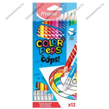 MAPED &quot;Color&#039;Peps OOPS!&quot; háromszögletű színesceruza készlet radírvéggel, 12 szín színes ceruza