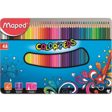 MAPED Színes ceruza készlet, háromszögletű, fém doboz, MAPED "Color`Peps", 48 különböző szín színes ceruza