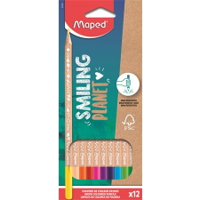MAPED Színes ceruza készlet, háromszögletű, fsc, maped &quot;smiling planet&quot;, 12 különböző szín színes ceruza