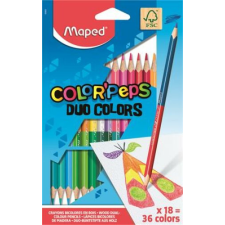 MAPED Színes ceruza készlet, háromszögletű, kétvégű, MAPED "Color`Peps Duo", 36 különböző szín színes ceruza