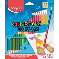MAPED Színes ceruza készlet, háromszögletű, kétvégű, MAPED &quot;Color&#039;Peps Duo&quot;, 48 különböző szín színes ceruza