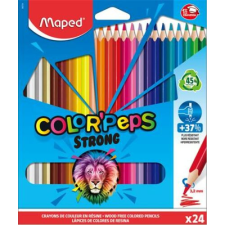 MAPED Színes ceruza készlet, háromszögletű, MAPED "Color`Peps Strong", 24 különböző szín színes ceruza