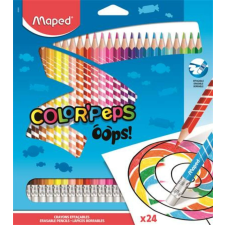 MAPED Színes ceruza készlet, háromszögletű, radírozható, MAPED Color`Peps Oops, 24 különböző szín (IMA832824) színes ceruza