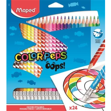 MAPED Színes ceruza készlet, háromszügletű, radírozható, MAPED &quot;Color&#039;Peps Oops&quot;, 24 különböző szín színes ceruza