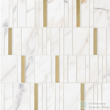 Marazzi Allmarble Riv Golden White Lux Mosaico Barcode 40x40 cm-es falicsempe M8HD csempe