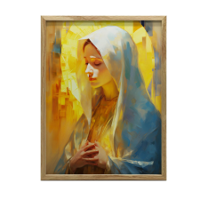 MÁRIA ISTENI ÁLDÁS FALI PLAKÁT FA KERETBEN 30x40 CM grafika, keretezett kép