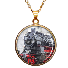 Maria King CARSTON Elegant Oldtimer Locomotive (2.) medál lánccal vagy kulcstartóval, ezüst vagy arany színben medál
