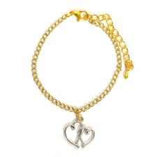 Maria King Dupla szív karkötő charmmal, arany vagy ezüst színben karkötő