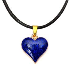 Maria King Kék csillogó szív medál bőr lánccal nyaklánc