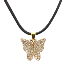 Maria King Kristály pillangós medál bőr lánccal nyaklánc