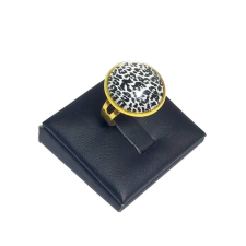 Maria King Leopárd fekete üveglencsés gyűrű, választható arany és ezüst színben gyűrű
