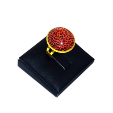 Maria King Leopárd piros üveglencsés gyűrű, választható arany és ezüst színben gyűrű
