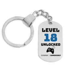 Maria King Level 18 unlocked (tetszőleges számmal és névvel) kulcstartó több formában és színben kulcstartó